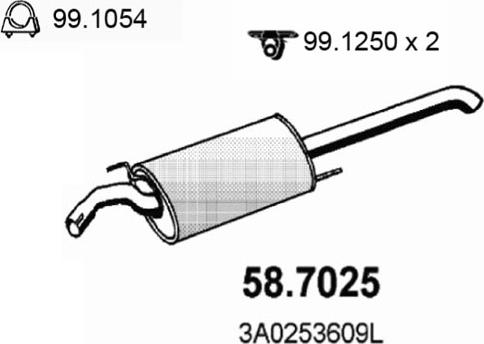 ASSO 58.7025 - Глушитель выхлопных газов, конечный autospares.lv