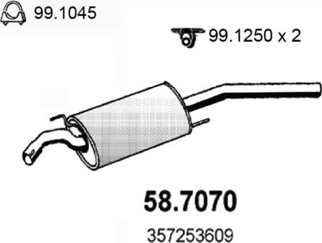 ASSO 58.7070 - Глушитель выхлопных газов, конечный autospares.lv