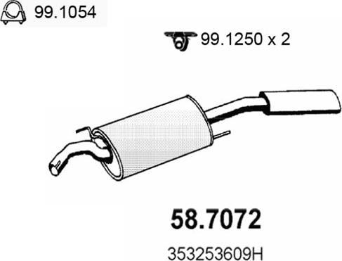 ASSO 58.7072 - Глушитель выхлопных газов, конечный autospares.lv