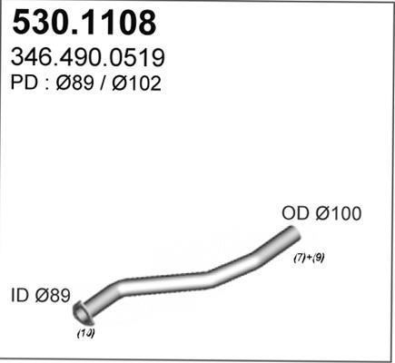 ASSO 530.1108 - Труба выхлопного газа autospares.lv