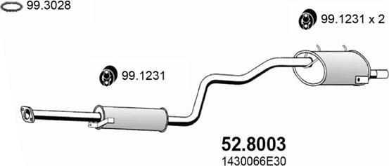 ASSO 52.8003 - Средний / конечный глушитель ОГ autospares.lv