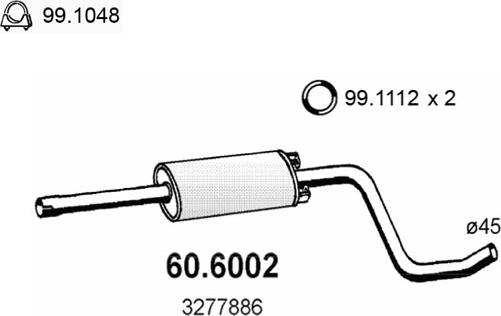 ASSO 60.6002 - Средний глушитель выхлопных газов autospares.lv