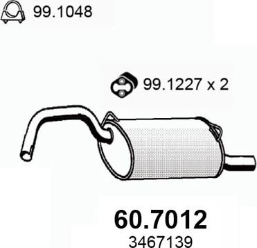 ASSO 60.7012 - Глушитель выхлопных газов, конечный autospares.lv