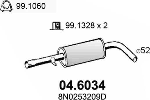 ASSO 04.6034 - Средний глушитель выхлопных газов autospares.lv