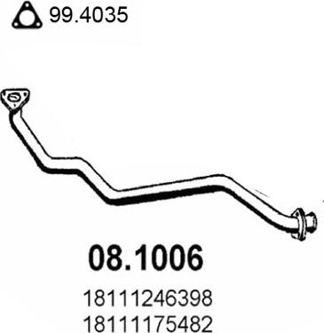 ASSO 08.1006 - Труба выхлопного газа autospares.lv