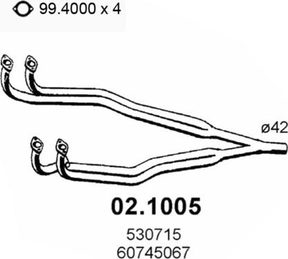 ASSO 02.1005 - Труба выхлопного газа autospares.lv