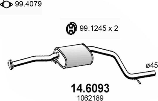 ASSO 14.6093 - Средний глушитель выхлопных газов autospares.lv