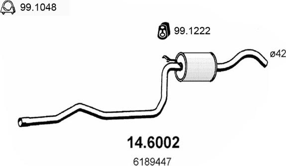 ASSO 14.6002 - Средний глушитель выхлопных газов autospares.lv