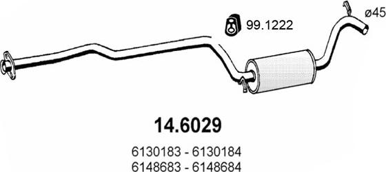 ASSO 14.6029 - Средний глушитель выхлопных газов autospares.lv