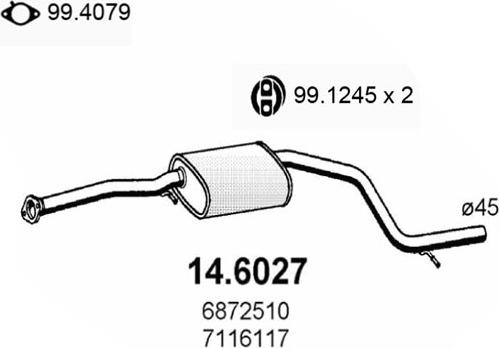 ASSO 14.6027 - Средний глушитель выхлопных газов autospares.lv
