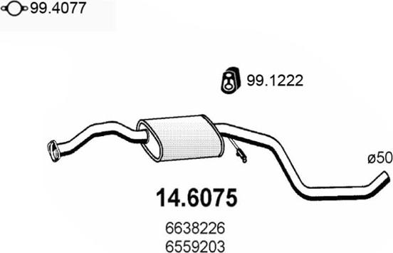 ASSO 14.6075 - Средний глушитель выхлопных газов autospares.lv