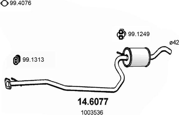 ASSO 14.6077 - Средний глушитель выхлопных газов autospares.lv
