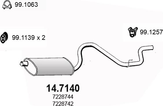 ASSO 14.7140 - Глушитель выхлопных газов, конечный autospares.lv