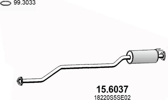 ASSO 15.6037 - Средний глушитель выхлопных газов autospares.lv