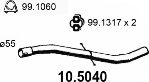 ASSO 10.5040 - Труба выхлопного газа autospares.lv