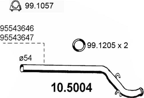 ASSO 10.5004 - Труба выхлопного газа autospares.lv