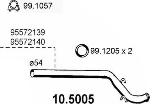 ASSO 10.5005 - Труба выхлопного газа autospares.lv