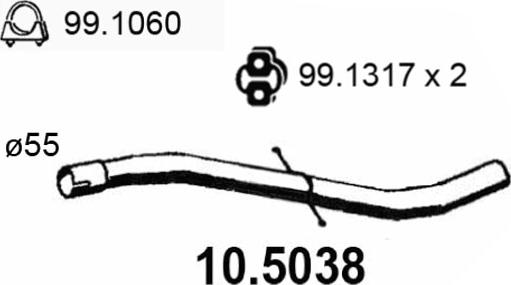 ASSO 10.5038 - Труба выхлопного газа autospares.lv