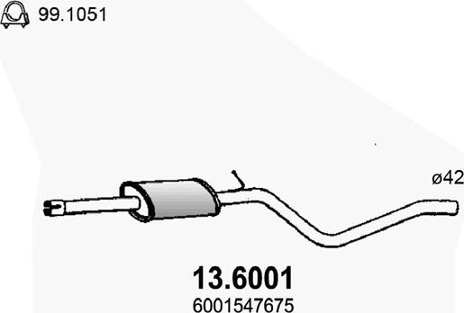 ASSO 13.6001 - Средний глушитель выхлопных газов autospares.lv