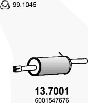 ASSO 13.7001 - Глушитель выхлопных газов, конечный autospares.lv