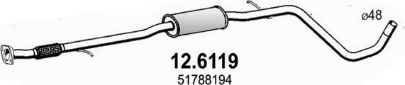 ASSO 12.6119 - Средний глушитель выхлопных газов autospares.lv