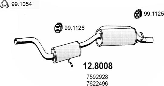 ASSO 12.8008 - Средний / конечный глушитель ОГ autospares.lv