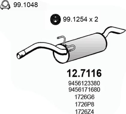 ASSO 12.7116 - Глушитель выхлопных газов, конечный autospares.lv