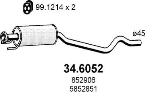 ASSO 34.6052 - Средний глушитель выхлопных газов autospares.lv