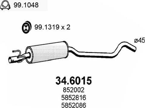 ASSO 34.6015 - Средний глушитель выхлопных газов autospares.lv