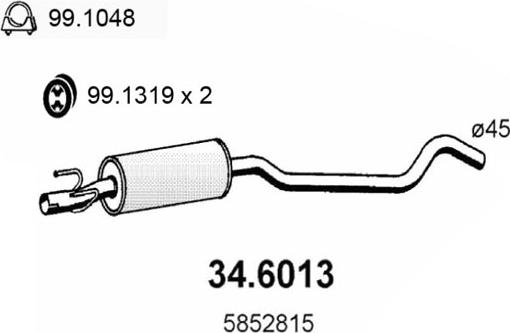 ASSO 34.6013 - Средний глушитель выхлопных газов autospares.lv