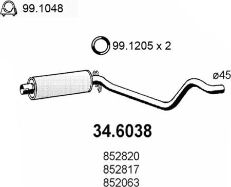 ASSO 34.6038 - Средний глушитель выхлопных газов autospares.lv