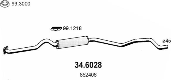 ASSO 34.6028 - Средний глушитель выхлопных газов autospares.lv