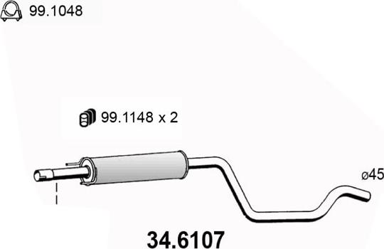 ASSO 34.6107 - Средний глушитель выхлопных газов autospares.lv