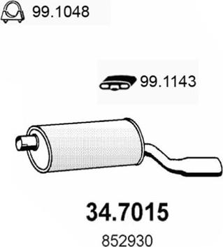 ASSO 34.7015 - Глушитель выхлопных газов, конечный autospares.lv