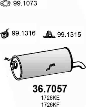 ASSO 36.7057 - Глушитель выхлопных газов, конечный autospares.lv