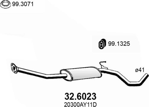 ASSO 32.6023 - Средний глушитель выхлопных газов autospares.lv