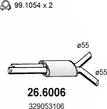 ASSO 26.6006 - Средний глушитель выхлопных газов autospares.lv