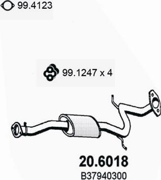 ASSO 20.6018 - Средний глушитель выхлопных газов autospares.lv