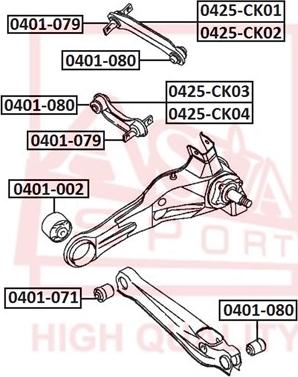 ASVA 0401-071 - Сайлентблок, рычаг подвески колеса autospares.lv