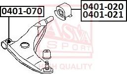 ASVA 0401-020 - Сайлентблок, рычаг подвески колеса autospares.lv