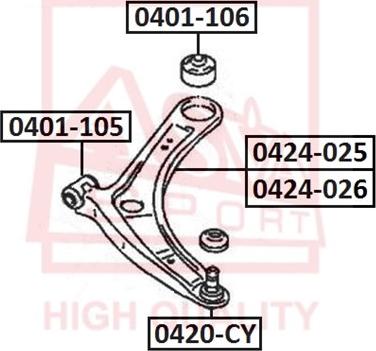 ASVA 0420-CY - Шаровая опора, несущий / направляющий шарнир autospares.lv