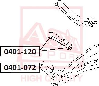 ASVA 0401-120 - Сайлентблок, рычаг подвески колеса autospares.lv
