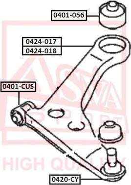 ASVA 0401-CUS - Сайлентблок, рычаг подвески колеса autospares.lv