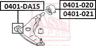 ASVA 0401-DA1S - Сайлентблок, рычаг подвески колеса autospares.lv