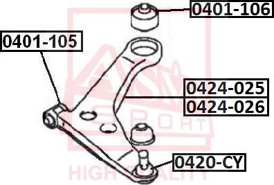 ASVA 0424-011 - Рычаг подвески колеса autospares.lv