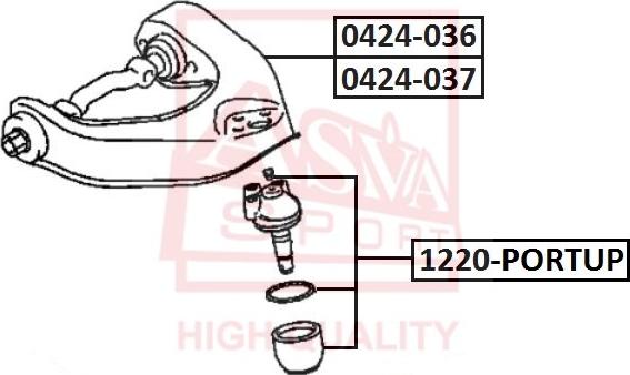 ASVA 1220-PORTUP - Шаровая опора, несущий / направляющий шарнир autospares.lv