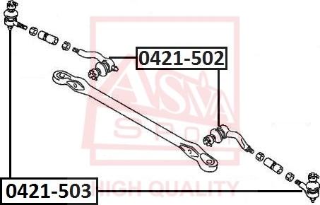 ASVA 0421-502 - Наконечник рулевой тяги, шарнир autospares.lv