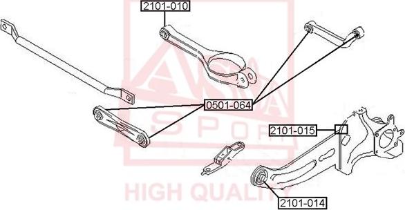 ASVA 0501-064 - Сайлентблок, рычаг подвески колеса autospares.lv