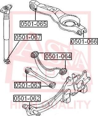 ASVA 0501-065 - Сайлентблок, рычаг подвески колеса autospares.lv