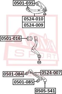 ASVA 0501-085 - Сайлентблок, рычаг подвески колеса autospares.lv